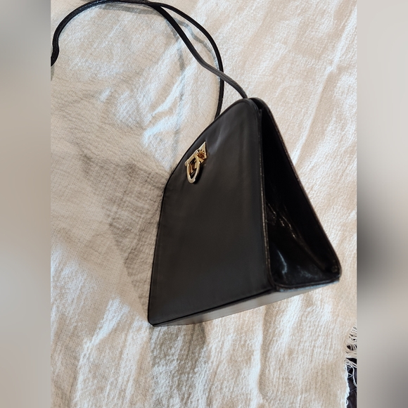 High Fashion Made in Italy Black Leather Bag Purse Crossbody Vintage Classic - Picture 6 of 15